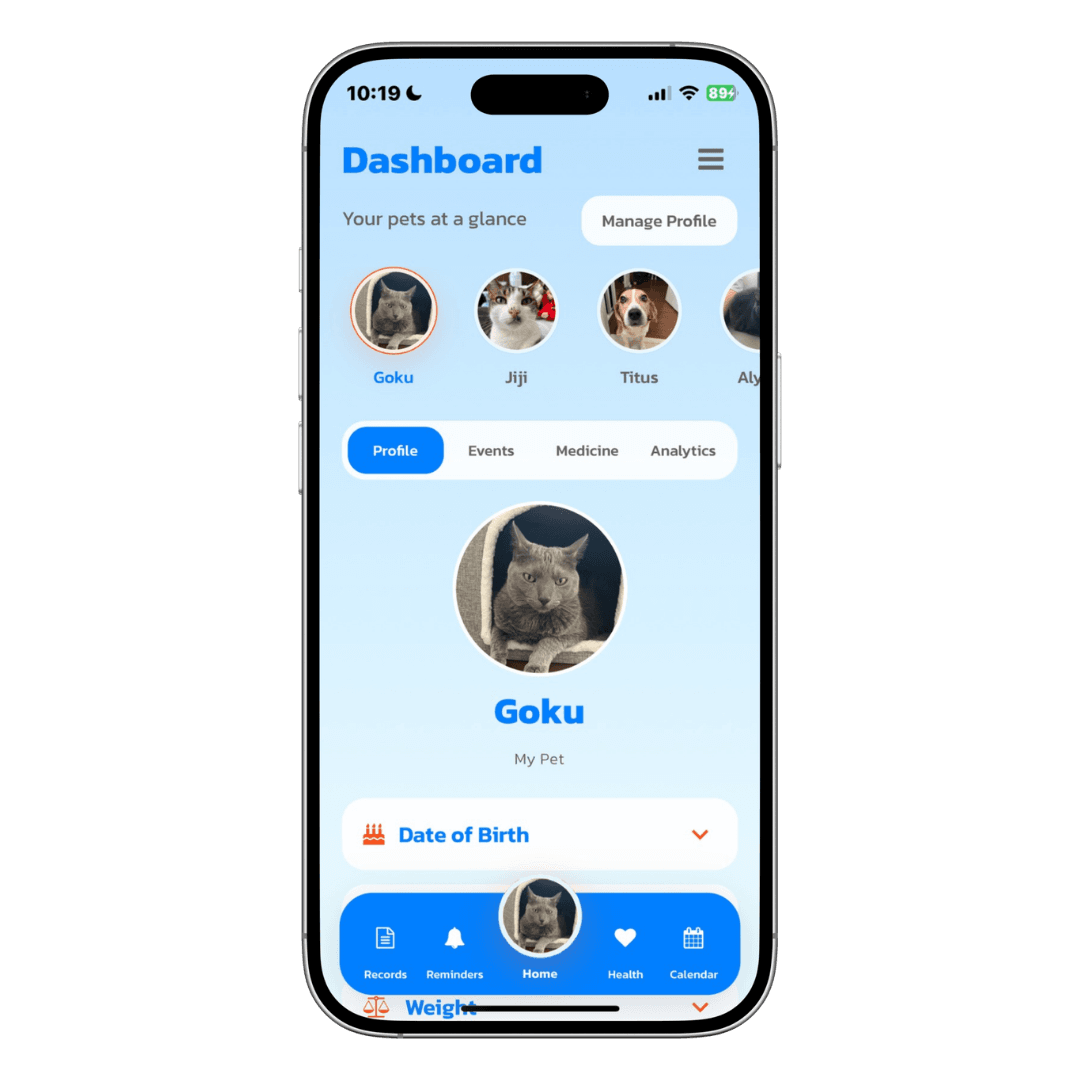 Build a pet profile with all the essential details in PetVitals