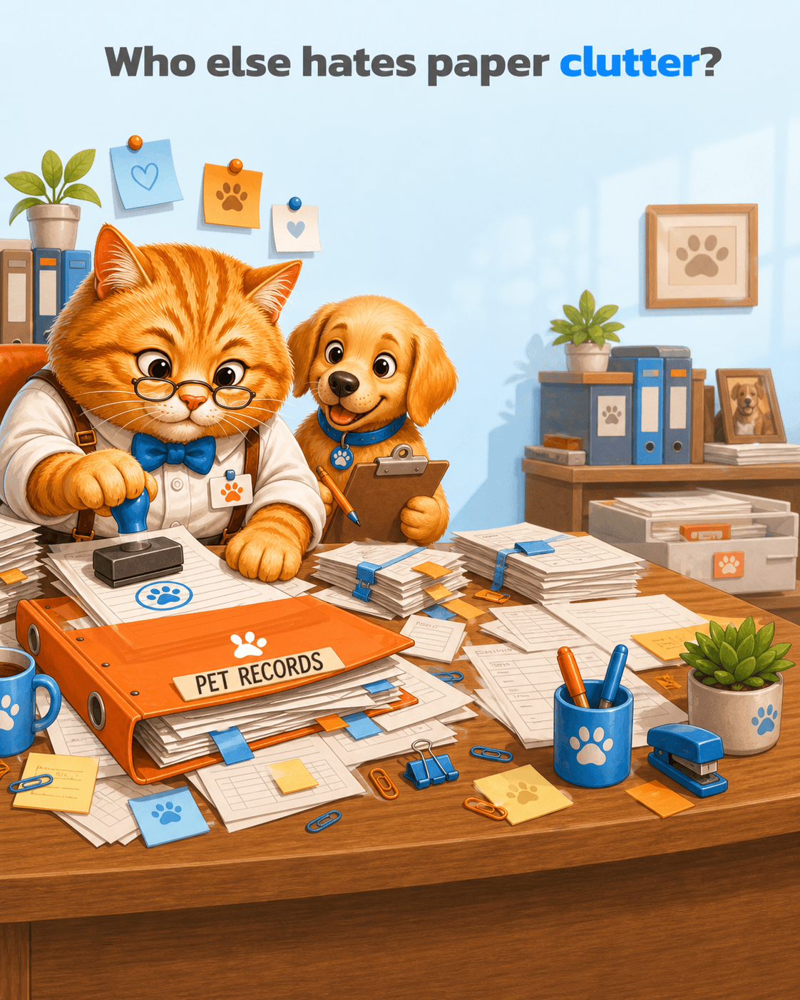 Pet care clutter organized into one simple PetVitals experience